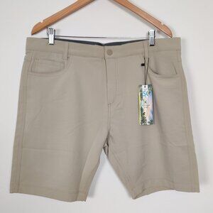 Kyodan Golf Men's Shorts NEW Size 36 Flat Front Slim Fit Beige Quick Dry UPF50+